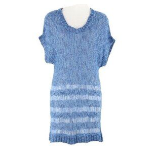 Twiggy London Sz L Heather Blue Drop Shoulder Knit Acrylic Nylon Sweater
